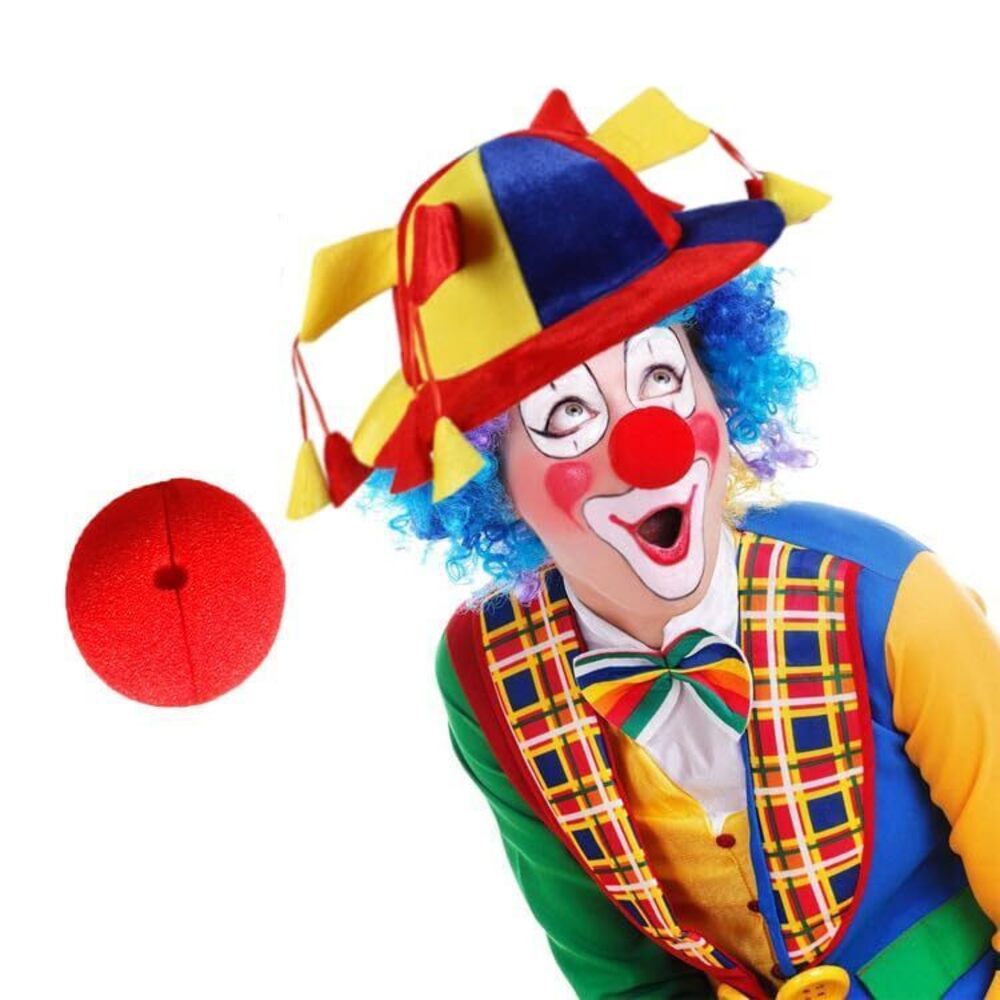 3361 Funny Clown Hat Halloween Jester Hat Red Nose Mardi Gras Carnival